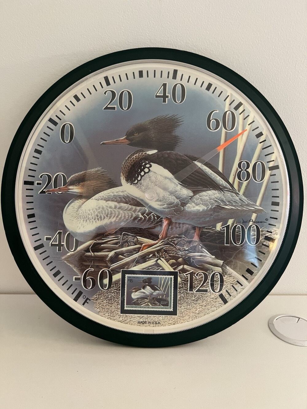 Jumbo 13 Inch Vintage Dial Duck Stamp Thermometer Made In USA Neal Anderson